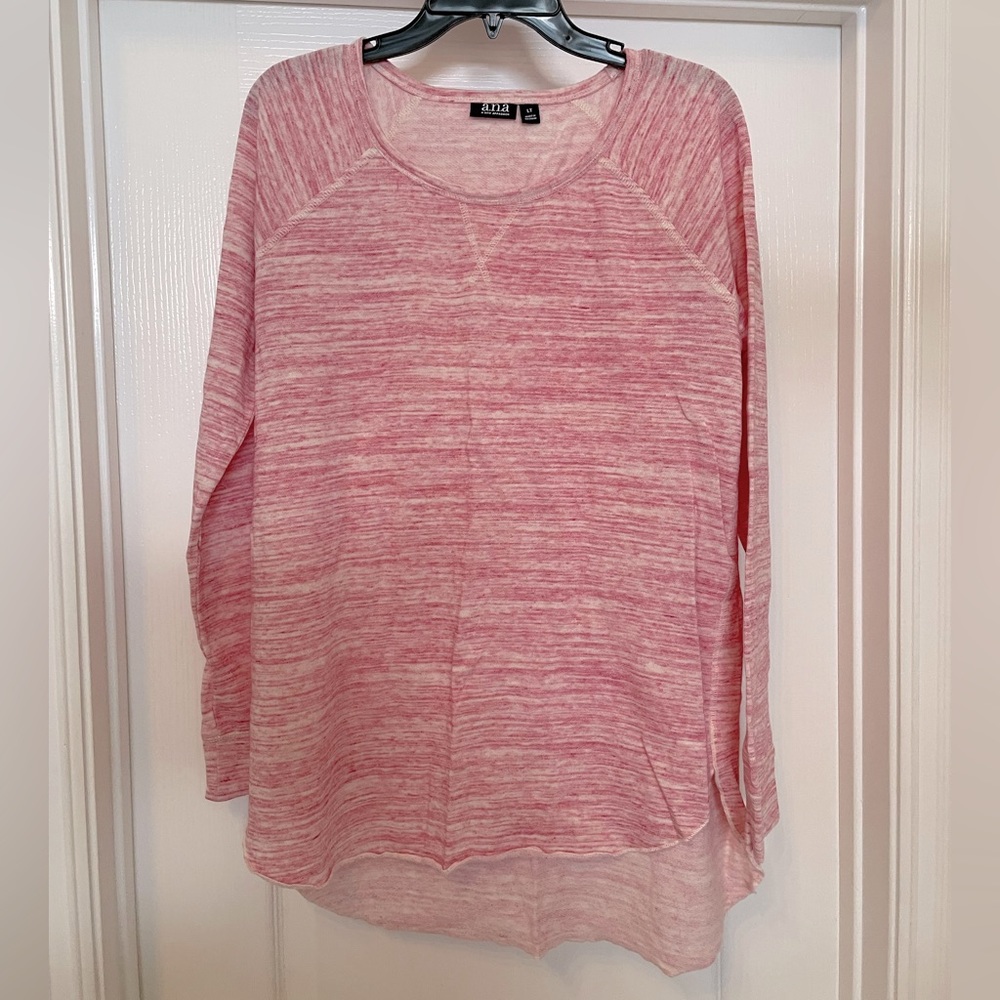 ANA a.n.a. NWOT long sleeve tee shirt tunic size Large Tall, space dye pinks